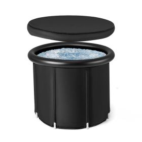 Outdoor Ice Plunge Tub with Lid for Household (Color: Black, Type: Spa & Salon)